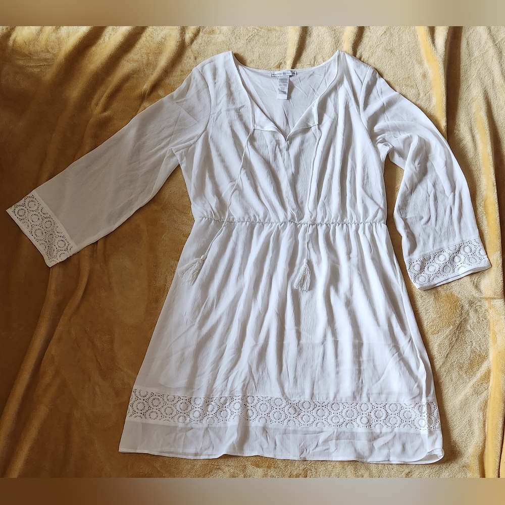 Long Sleeve White Dress 1X